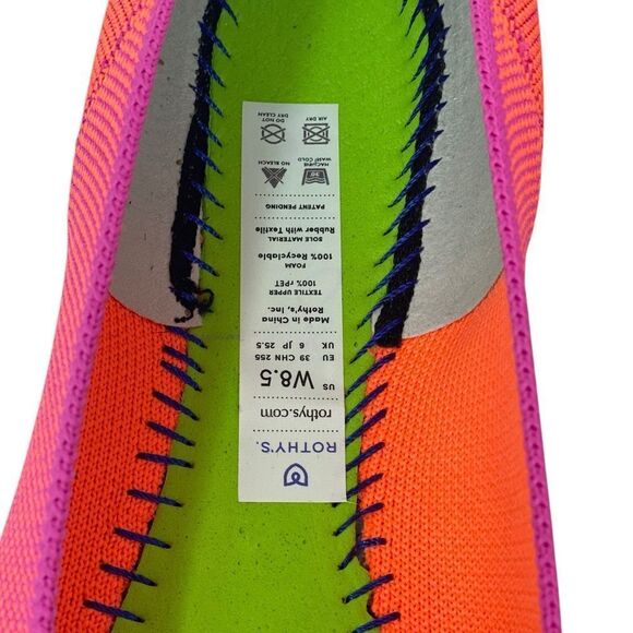 Rothy’s Sz 8.5 Flamingo Pink Slip-On Roundtie Fabric Ballet Slipper Flats - Picture 8 of 9